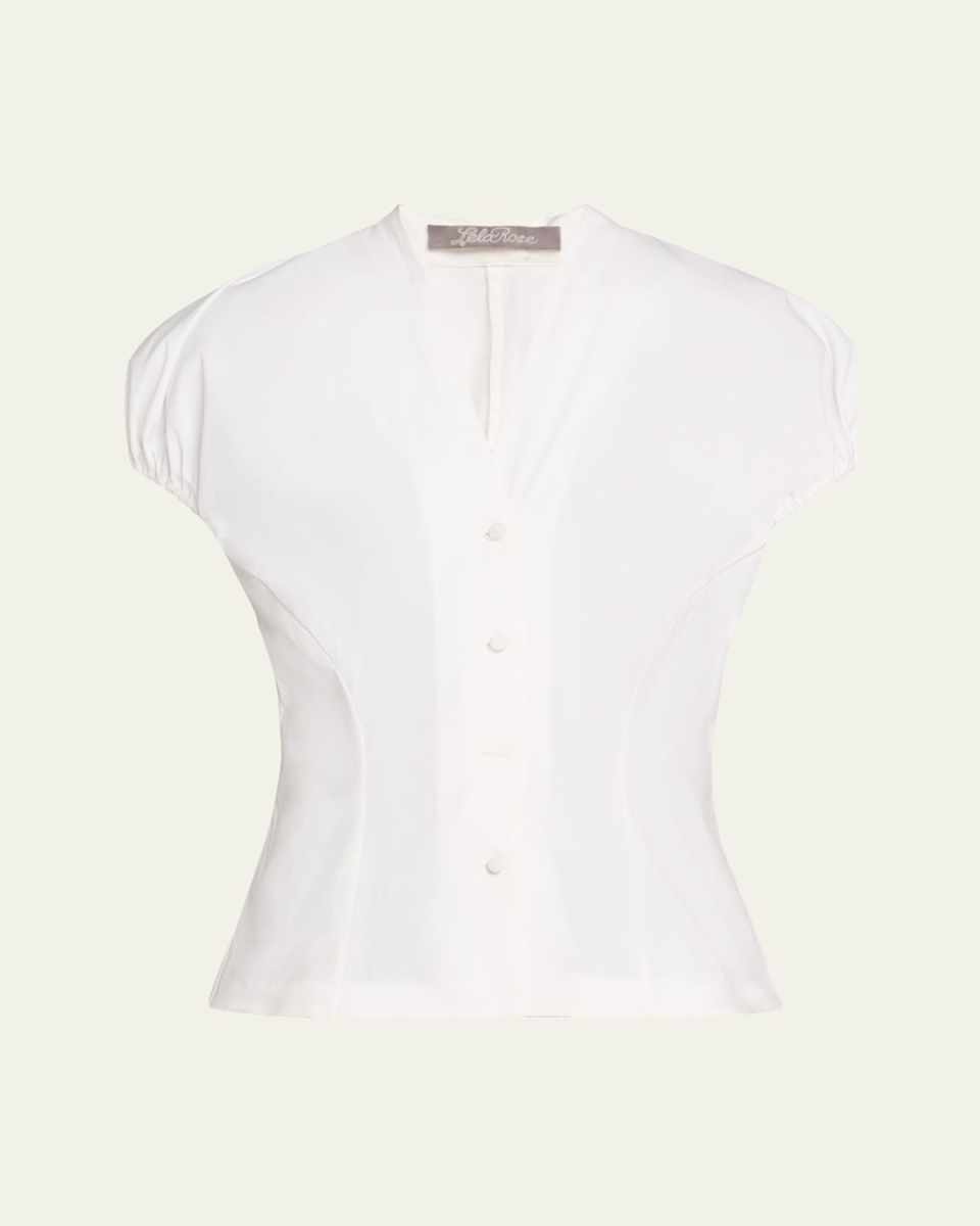Button Front V-Neck Blouse
